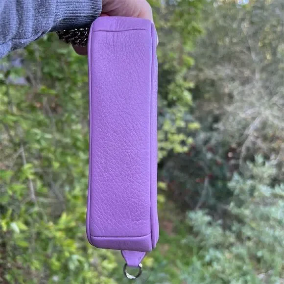 COACH Purple Pebble Leather Shoulder Bag Clutch w Silver Hardware AUTHENTIC - Picture 5 of 9